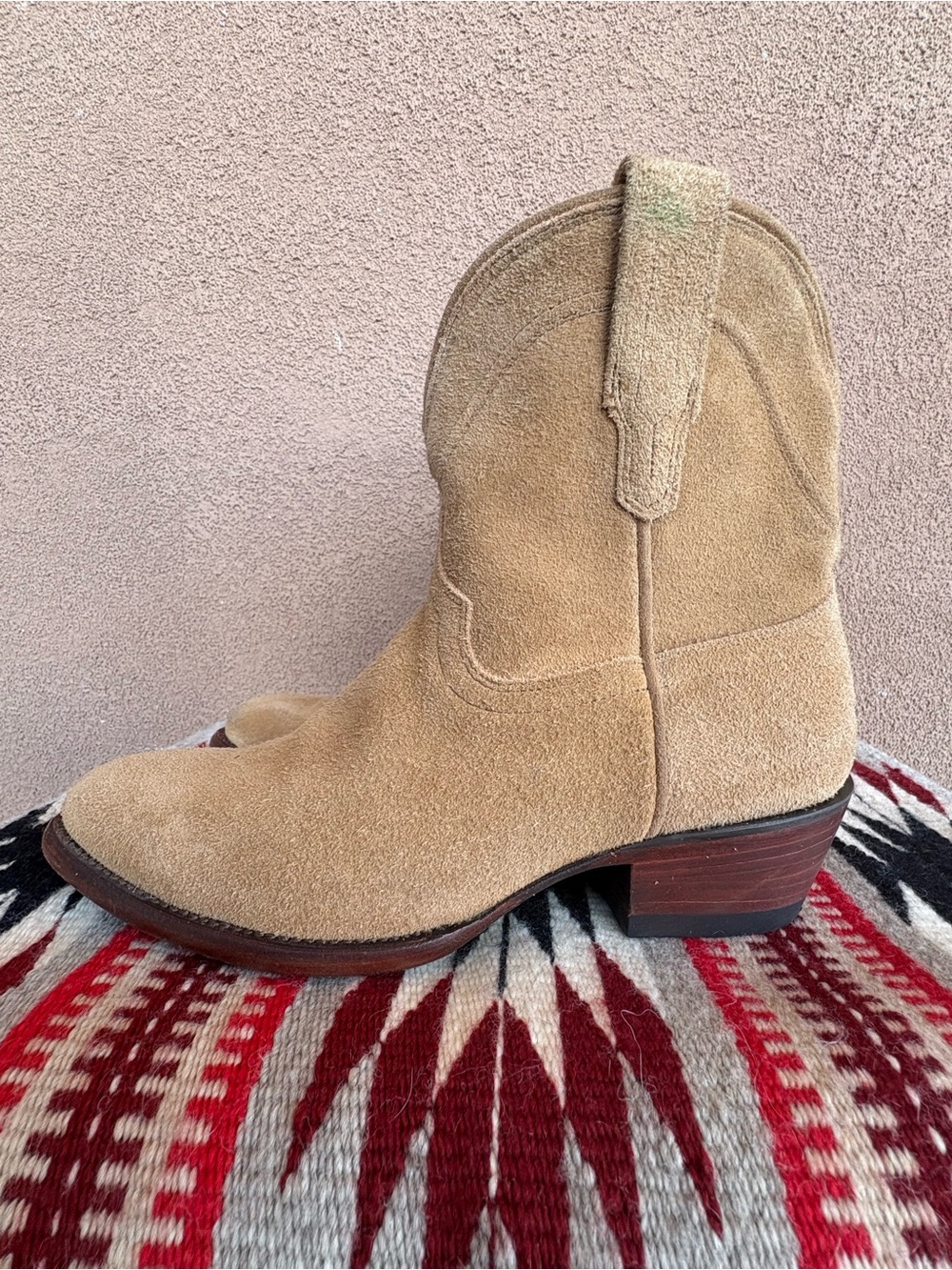 Tecovas The Lucy Cowgirl Western Bootie in Sand Suede Leather
